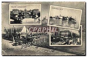 Bild des Verkufers fr Carte Postale Ancienne Un Souvenir De Marseille Palais Longchamp Chteau d'If Canebiere zum Verkauf von CPAPHIL