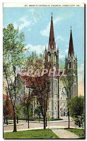 Carte Postale Ancienne St Mary's Catholic Church Ford City Pa