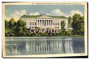Carte Postale Ancienne Historical Building and Lake Delaware Park Buffalo