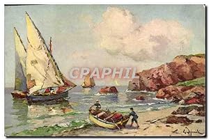 Carte Postale Ancienne Barques de la Mediterranee Bateaux Peche