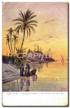 Carte Postale Ancienne Evening on the Nîle Egypte