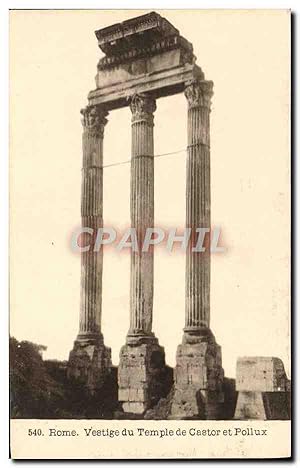 Imagen del vendedor de Carte Postale Ancienne Rome Vestige Du Temple De Castor Et Pollux a la venta por CPAPHIL