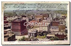 Bild des Verkufers fr Carte Postale Ancienne Bird's Eye View of Minneapolis West of Fourth Street zum Verkauf von CPAPHIL