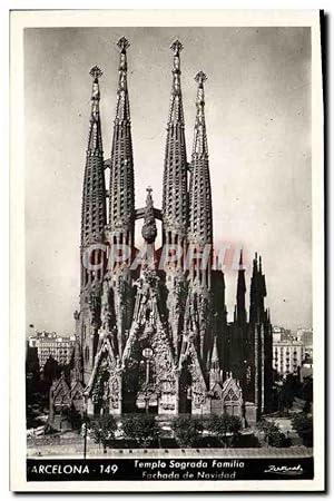 Carte Postale Ancienne Barcelona Temple Sagrada Familia Fachada De Navidad