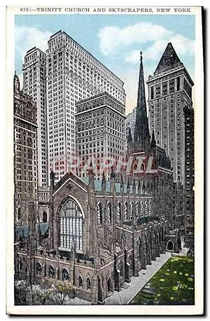 Carte Postale Ancienne Trinity Church And Skyscrapers New York