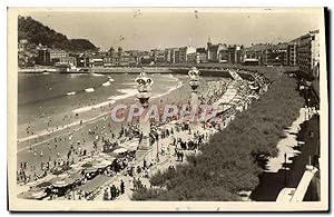 Carte Postale Ancienne San Sebastian Paseo y Playa De La Concha