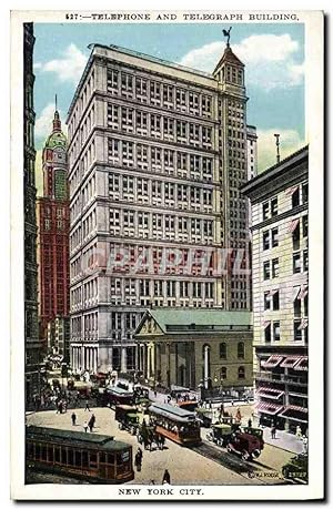 Carte Postale Ancienne Telephone And Telegraph Building New York City Tramway