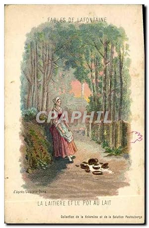 Imagen del vendedor de Carte Postale Ancienne Fantaisie Fables de Lafontaine La laitiere et le pot au lait a la venta por CPAPHIL