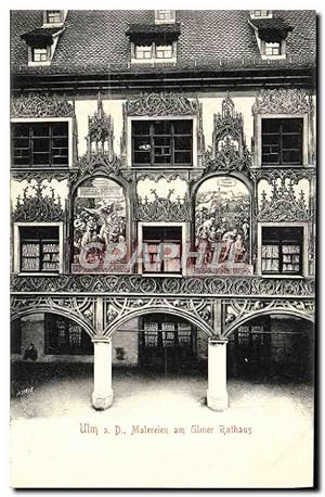 Bild des Verkufers fr Carte Postale Ancienne Ulm A D Malereien Am Ulmer Rathaus zum Verkauf von CPAPHIL