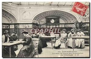 Carte Postale Ancienne Paris Moderne La Salle du Repos des Demoiselles du telephone TOP