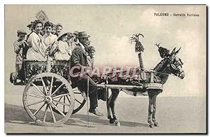 Carte Postale Ancienne Palermo Carretto Siciliano Ane Mule Folklore