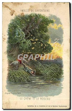 Imagen del vendedor de Carte Postale Ancienne Fantaisie Fables de Lafontaine Le chene et le roseau a la venta por CPAPHIL