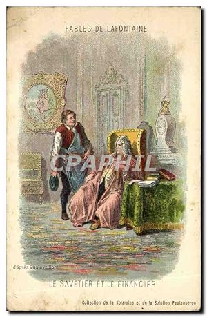 Imagen del vendedor de Carte Postale Ancienne Fantaisie Fables de Lafontaine Le savetier et le financier a la venta por CPAPHIL