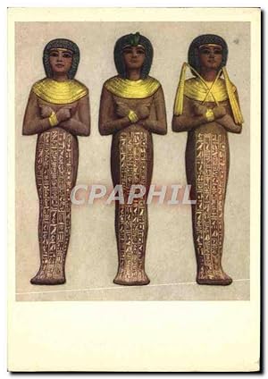 Carte Postale Ancienne Tut Ank Amen's Treasures Three Royal Shawabti Egypte