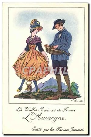 Image du vendeur pour Carte Postale Ancienne Les Vieilles Provinces De France L'Auvergne Publicite Farines Jammet Jean Droit mis en vente par CPAPHIL