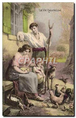 Image du vendeur pour Carte Postale Ancienne Fantaisie Femme la vie heureuse Chien Poules mis en vente par CPAPHIL