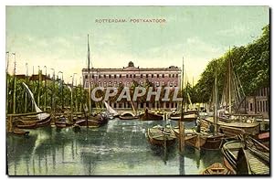 Carte Postale Ancienne Rotterdam Postkantoor Bateaux