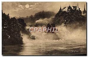 Carte Postale Ancienne Der Rheinfall La chute du Rhin Train