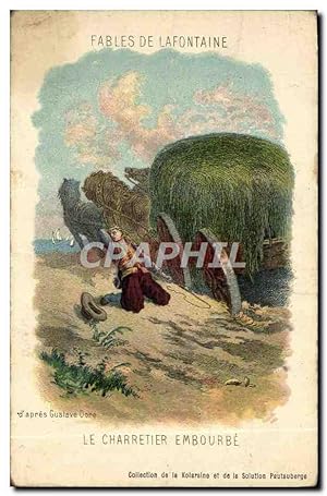 Imagen del vendedor de Carte Postale Ancienne Fantaisie Fables de Lafontaine Le charretier embourbe a la venta por CPAPHIL