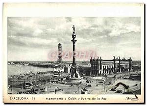 Carte Postale Ancienne Barcelona Monumento a Colon y Puerte de la Paz