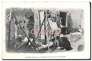 Carte Postale Ancienne Oudja Etalages de bouchers marocains