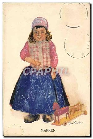 Carte Postale Ancienne Marken enfant Cheval de bois