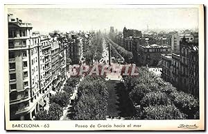 Carte Postale Ancienne Barcelona Paseo De Gracio Hacia El Mar