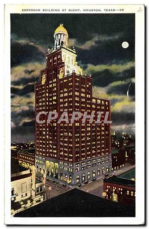 Carte Postale Ancienne Esperson Building At Night Houston Texas