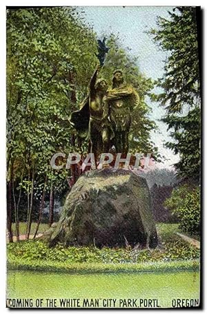 Carte Postale Ancienne Coming of The White Man City Park Portl Oregon