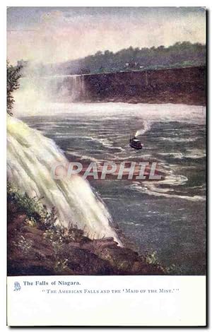 Carte Postale Ancienne The Falls of Niagara The American falls and The Maid of the Mist Bateau