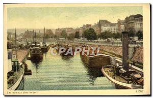 Carte Postale Ancienne Liege Les Bateaux Dans le Port