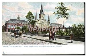 Seller image for Carte Postale Ancienne New Orleans La Jackson Square Showing both Cabildo Building and Cathedral for sale by CPAPHIL