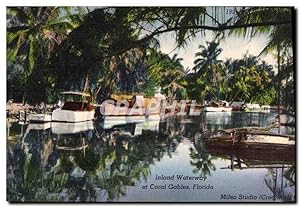 Carte Postale Ancienne Inland Waterway At Coral Gables Florida