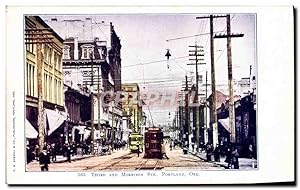 Carte Postale Ancienne Third and Morrison Sts Portland Ore Tramway