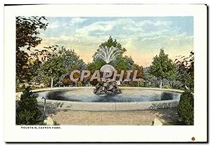 Carte Postale Ancienne Fountain Capron Park North main street from Library Looking East Bibliotheque