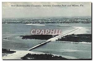 Carte Postale Ancienne New Rickenbacker Causeway Between Crandon Park And Miami Fla