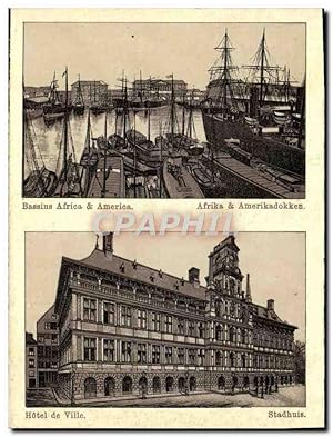 Image du vendeur pour Carte Postale Ancienne Bassins Africa America Afrika Amerikadokken Htel De Ville Stadhuis mis en vente par CPAPHIL