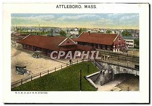 Carte Postale Ancienne Attleboro Mass NYNH&H RR Station