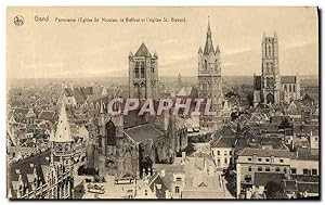 Carte Postale Ancienne Gand Panorama Eglise St Nicolas le beffroi et l'église St Bavon