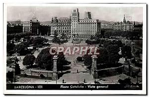 Carte Postale Ancienne Barcelona Plaza Cataluna Vista Général