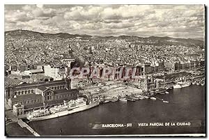 Carte Postale Ancienne Barcelona Vista Parcial De La Ciudad Bateau