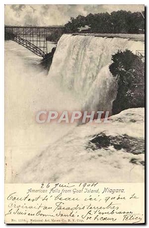 Carte Postale Ancienne American Falls from Goat Island Niagara