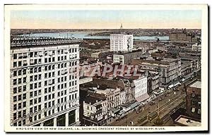 Carte Postale Ancienne Bird'e Eye View of New Orleans Showing Crescent Formed by Mississippi RIver
