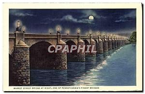 Bild des Verkufers fr Carte Postale Ancienne Market Street Bridge At Night One Of Pennsylvania's Finest Bridges zum Verkauf von CPAPHIL