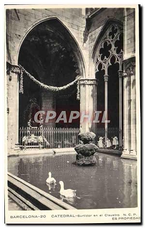 Carte Postale Ancienne Barcelona Catedral Surtidor en el Claustro