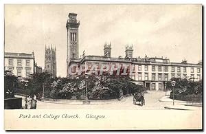 Carte Postale Ancienne Park and College Church Glasgow