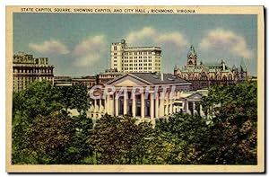 Carte Postale Ancienne State Capitol Square Capitol And City Hall Richmond Virginia