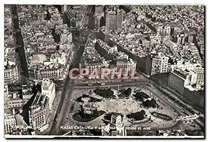 Carte Postale Ancienne Barcelona Plazas Cataluna Y Desde El Aire