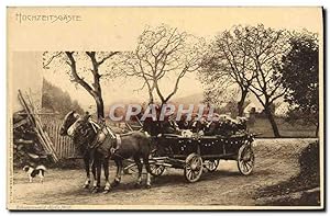 Carte Postale Ancienne Hochzeitsgaste Voiture Caleche Cheval Folklore