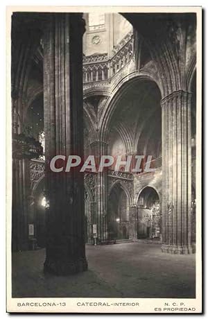 Carte Postale Ancienne Barcelona Catedral Interior